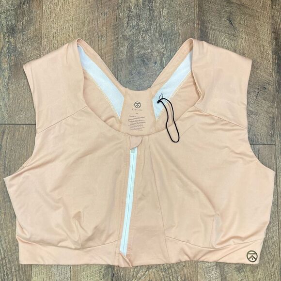 KinFlyte Curve Zip Bra Eco Jersey in Milk Tea Nude Shoulders Back Support sz 4XL - Picture 1 of 9